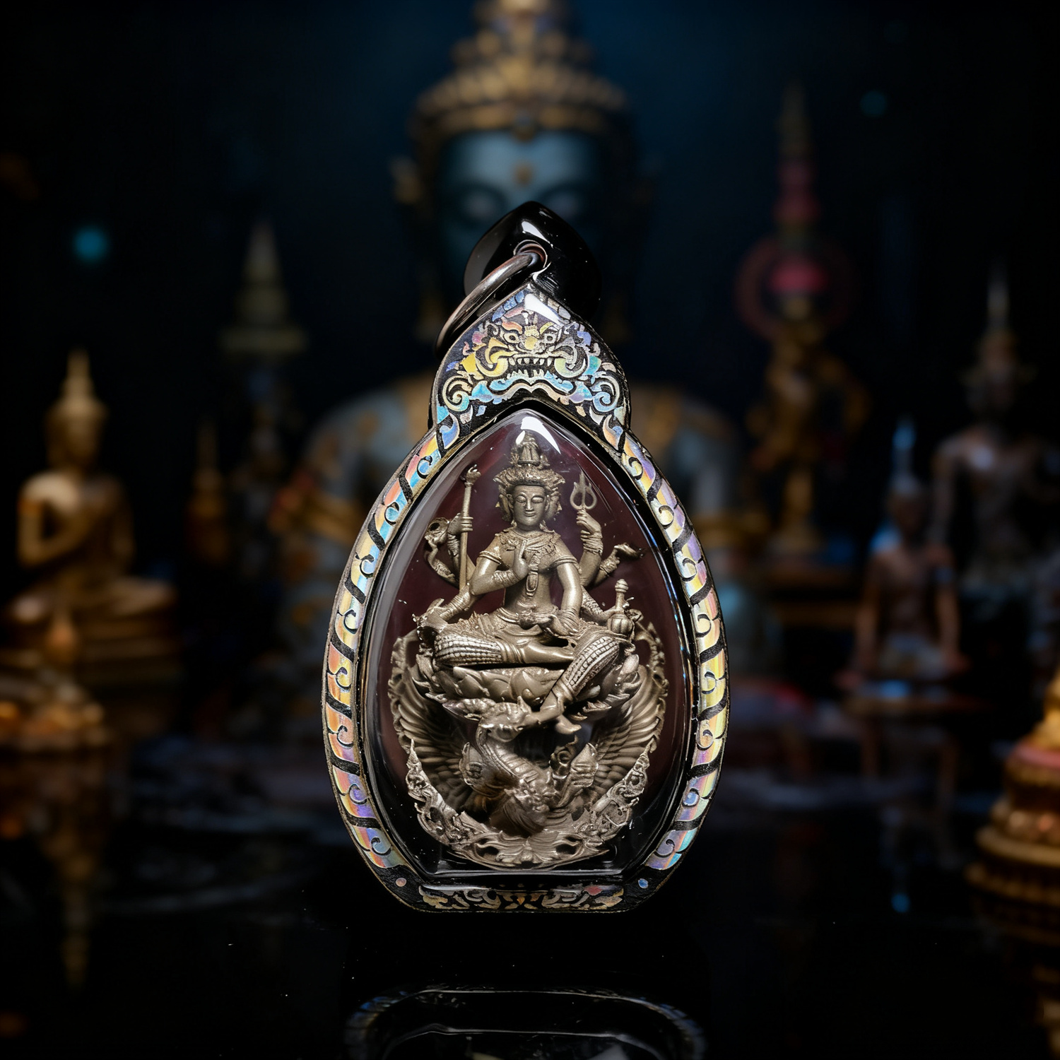 常子家泰国佛牌 龙婆翩 2565神鹰四面吊坠 镭射防水壳