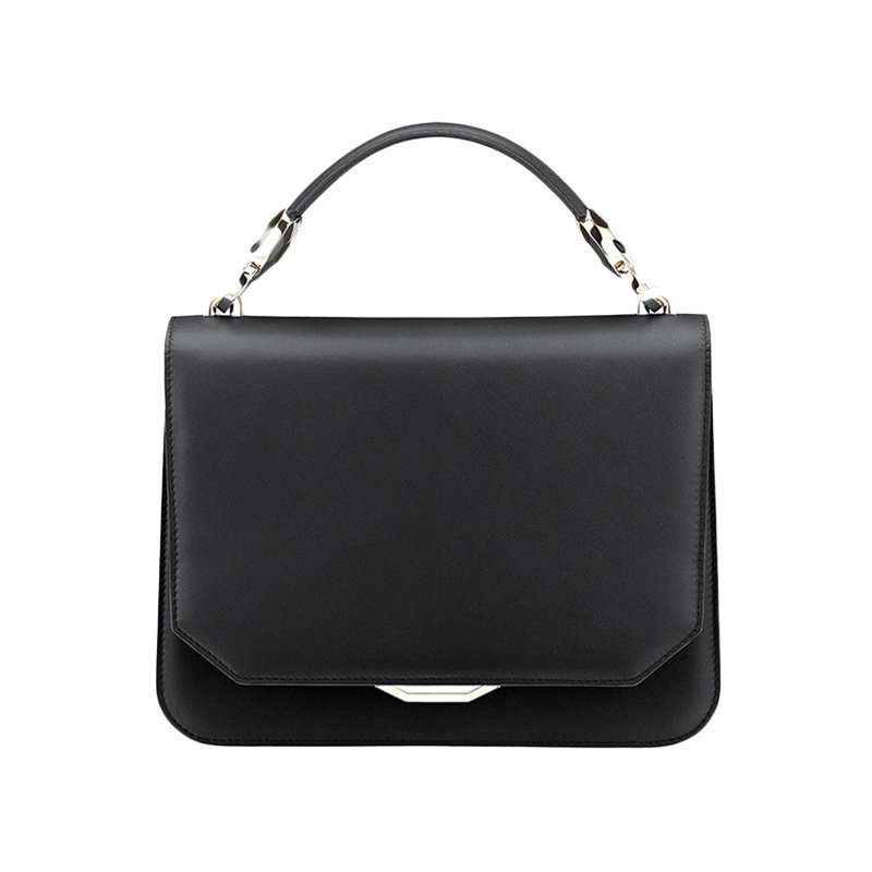 BVLGARI宝格丽女士黑色牛皮手提包单肩斜跨休闲包包女手提包