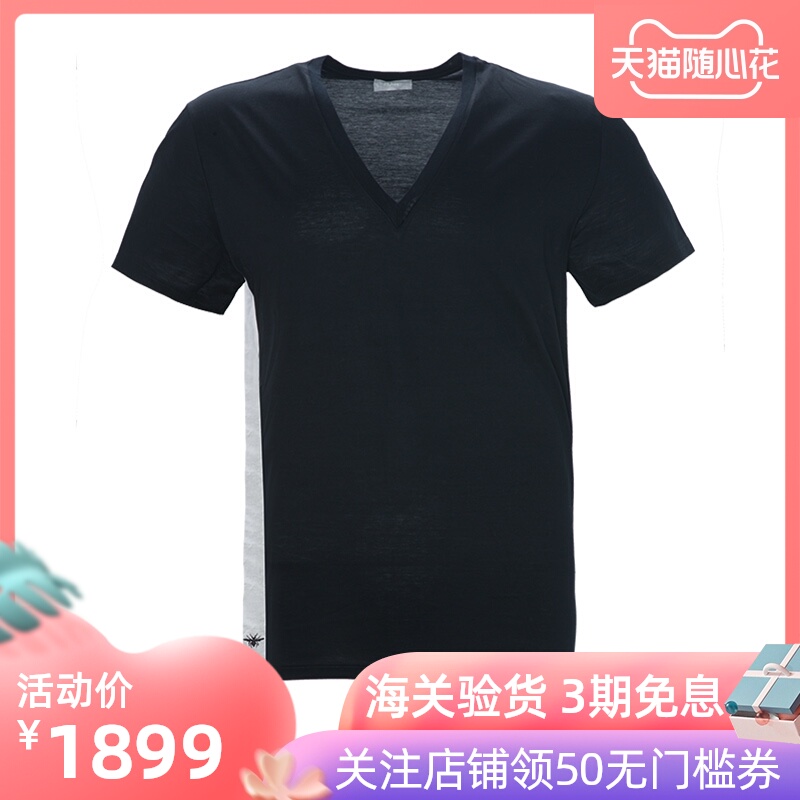 Dior Homme 男士黑色迪奥时尚休闲纯棉圆领宽松短袖T恤