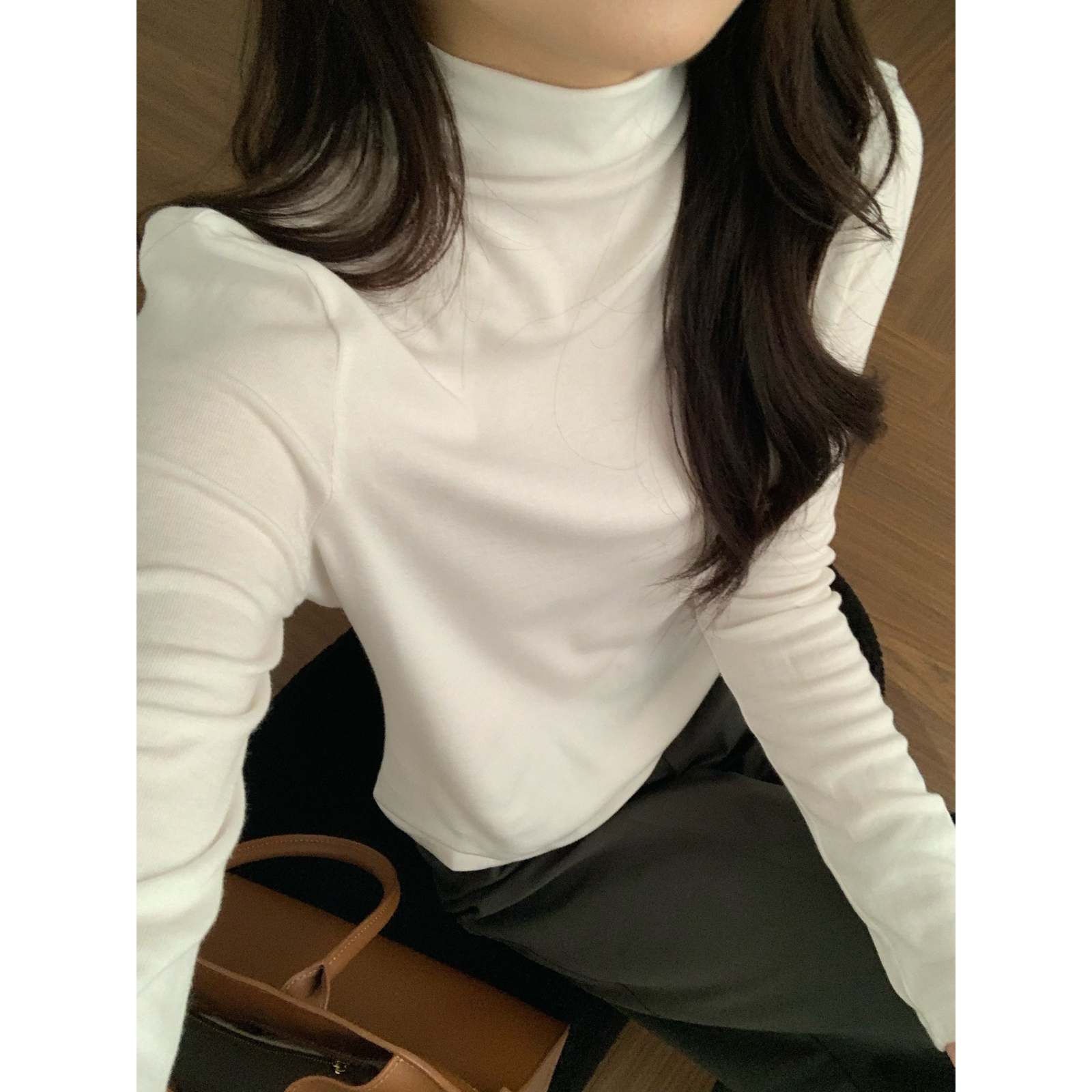 TE十三行秋冬2025新款修身显瘦百搭半高领打底长袖上衣女TS4307-1