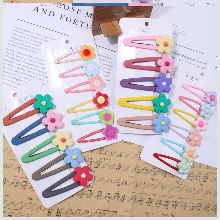 2019ins风撞色软陶小花发夹韩版少女甜美彩色花朵发卡BB夹子头饰