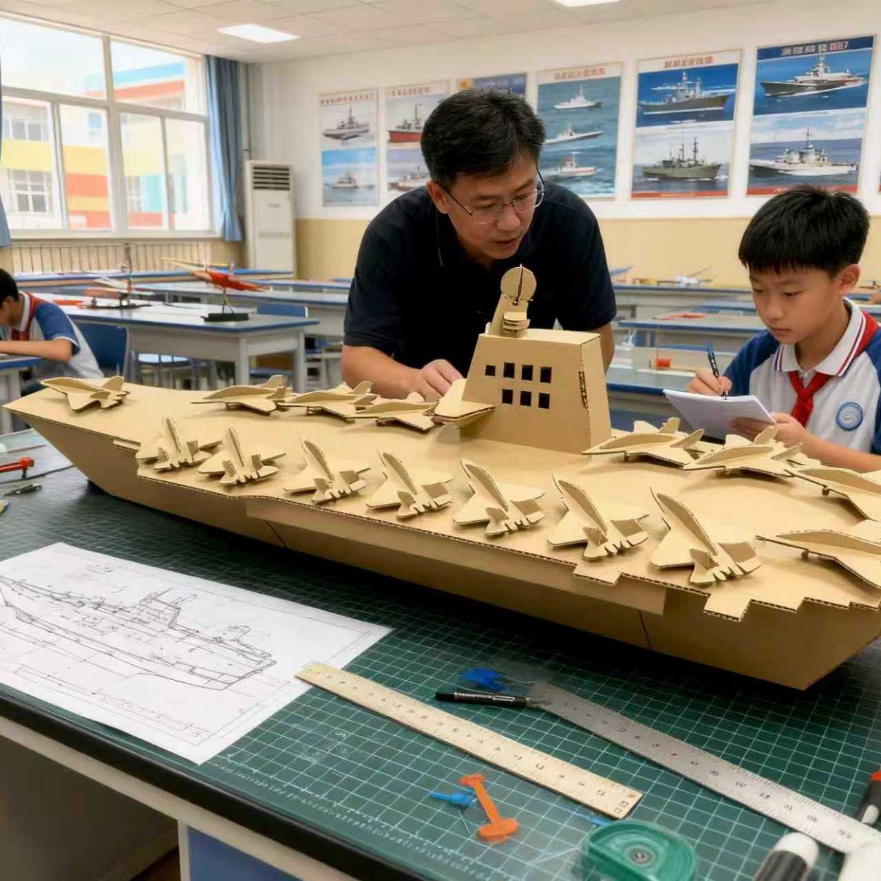 辽宁号航空母舰一米长歼36歼50战斗机模型巨型手工DIY教学一年级