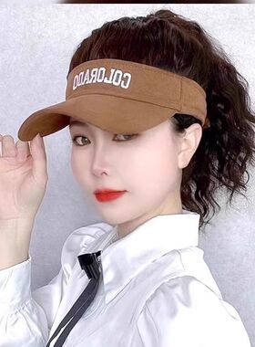 帽子假发一体女新款遮阳空顶马尾