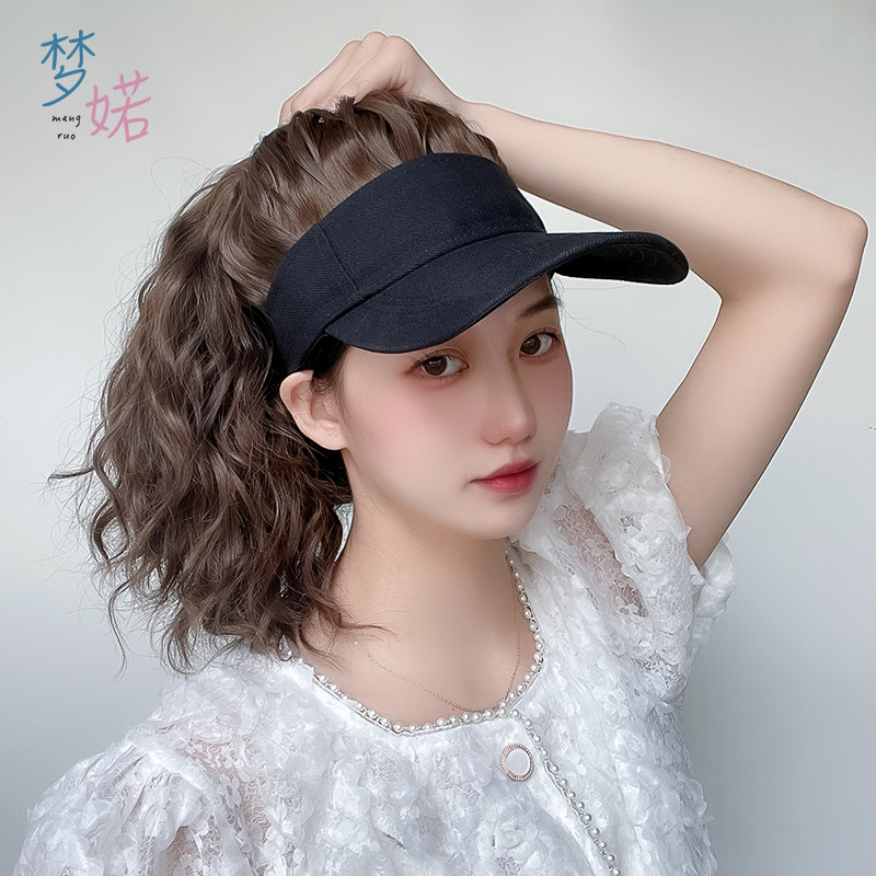 假发帽子一体女夏季时尚空顶遮阳鸭舌帽韩版潮棒球帽高马尾全头套
