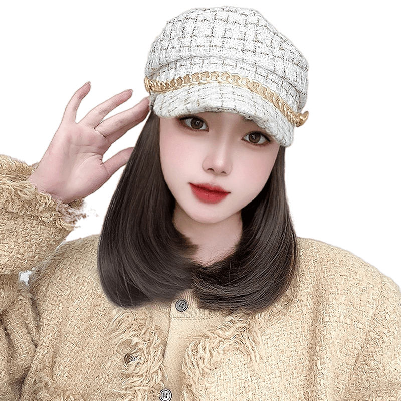 帽子假发一体女时尚带头发