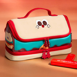 2026新款小学生房子笔袋儿童女孩双层皮质防水文具铅笔盒大容量手提卡通多层收纳包文具袋男孩可携式学习用品