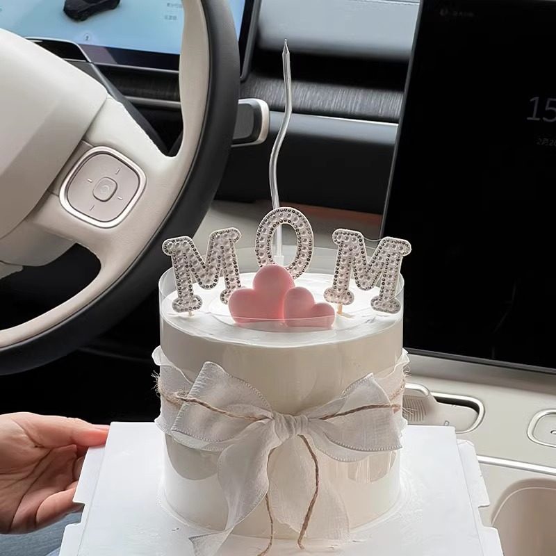 母亲节蛋糕装饰品摆件白色珍珠mo