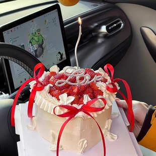 2.14情人节红色蝴蝶结丝带爱心钻石love蛋糕装 扮 饰插件节日快乐装