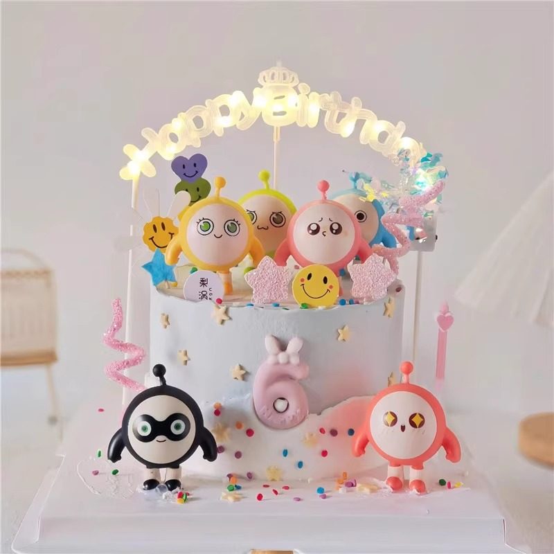 网红蛋仔派对儿童生日蛋糕装饰摆