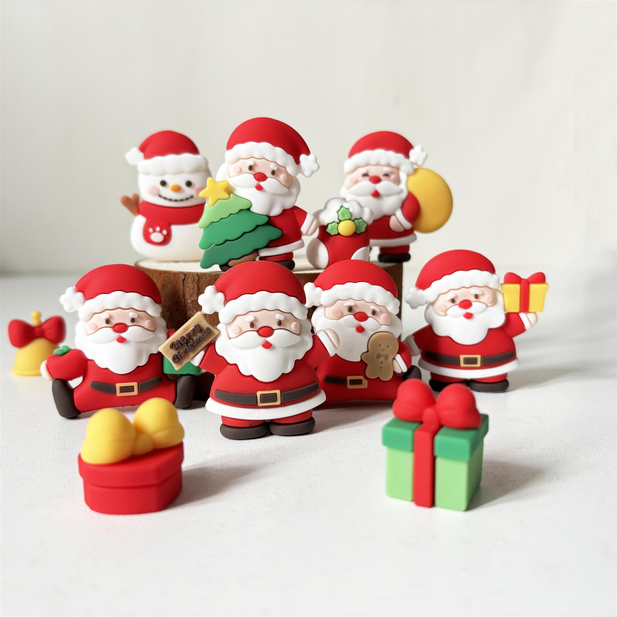 2025圣诞节蛋糕装饰雪人软胶圣诞树铃铛圣诞老人节日礼物烘焙摆件