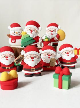 2025圣诞节蛋糕装饰雪人软胶圣诞树铃铛圣诞老人节日礼物烘焙摆件