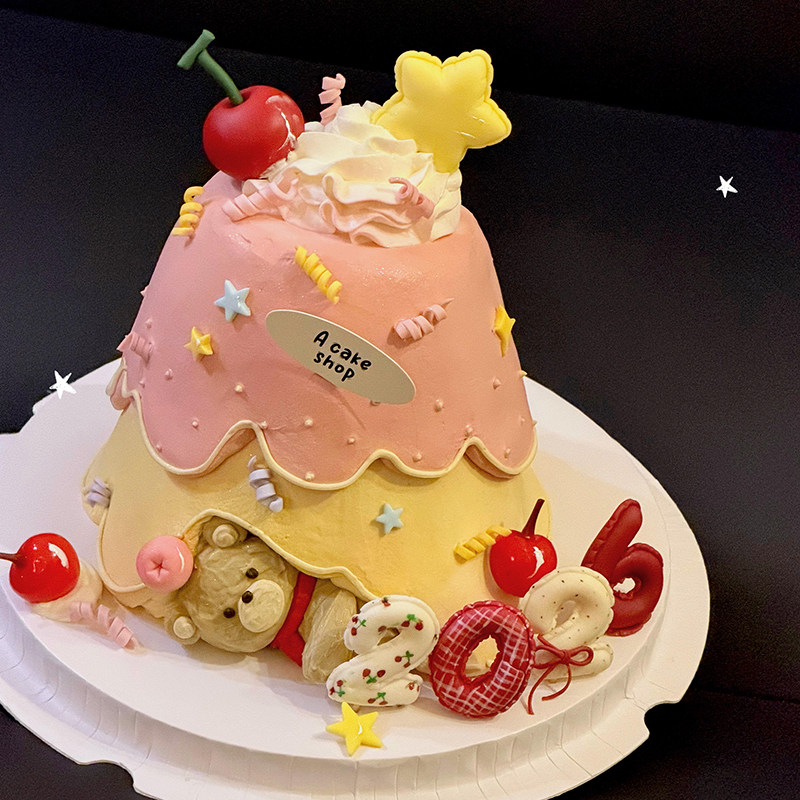 新年蛋糕装饰摆件褶皱数字2026模具跨年元旦红色苹果刮板烘焙工具