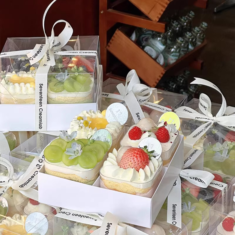 4四宫格女神节春游野餐盒外带打包盒下午茶甜品盒子蛋糕包装盒