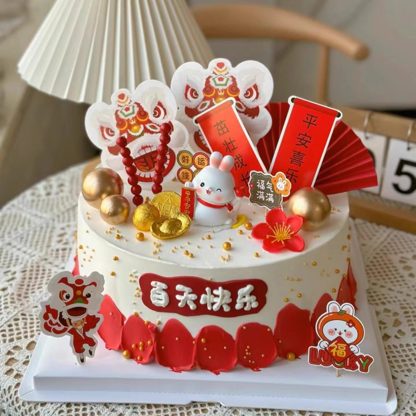 小兔子宝宝满月百天蛋糕装饰摆件