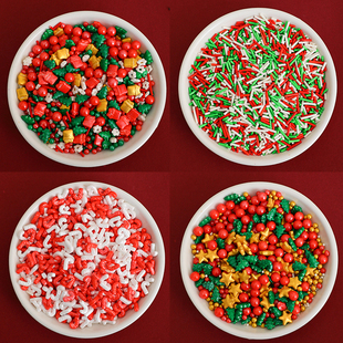 2025圣诞节糖珠蛋糕装 扮插件 饰圣诞树拐杖雪花造型糖针糖果烘焙装