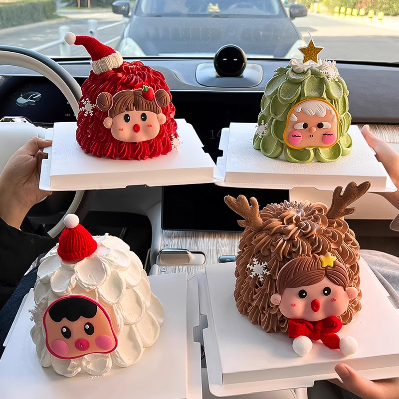 2024网红圣诞节蛋糕装饰嘟嘟脸萌