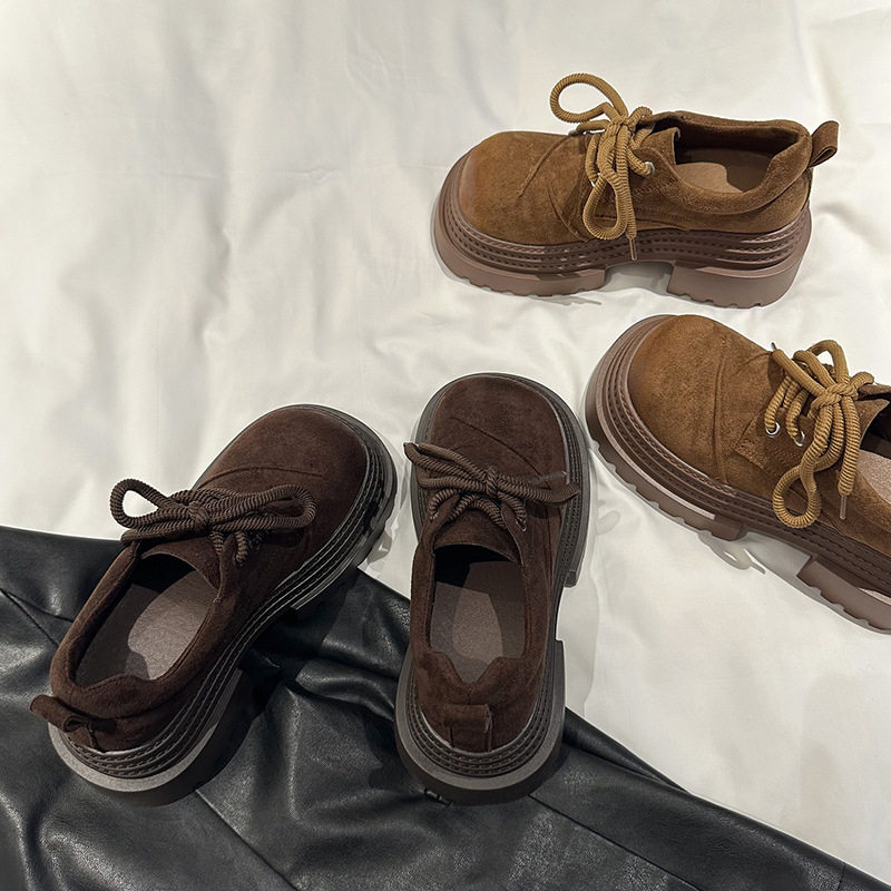 2026厚底增高乐福鞋女新款秋冬季女鞋子系带复古单鞋英伦风小皮鞋,女鞋,松糕（摇摇）鞋,淘宝优惠券,粉丝福利购,淘宝优惠卷