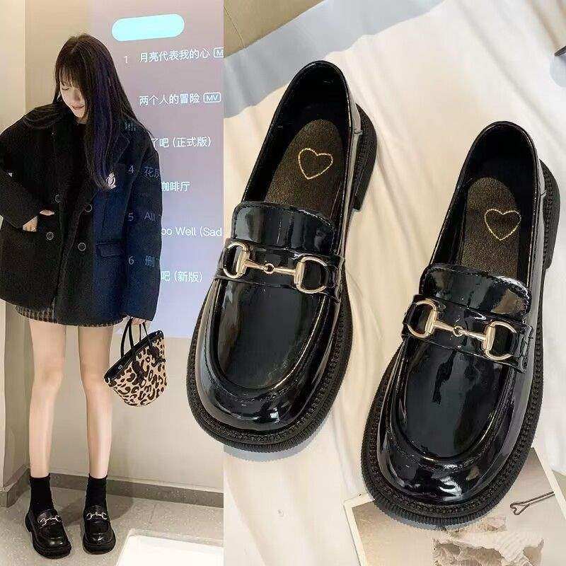 202635-43码 大码女鞋41日系jk小皮鞋英伦风女春秋新款一脚蹬乐福