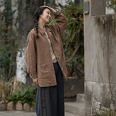 方型翻领 复古感 中长外套 100%汉麻 封面是花