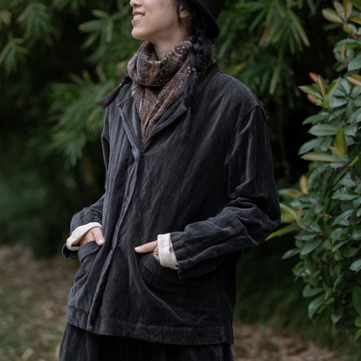 封面是花 平绒皱棉 复古西装外套