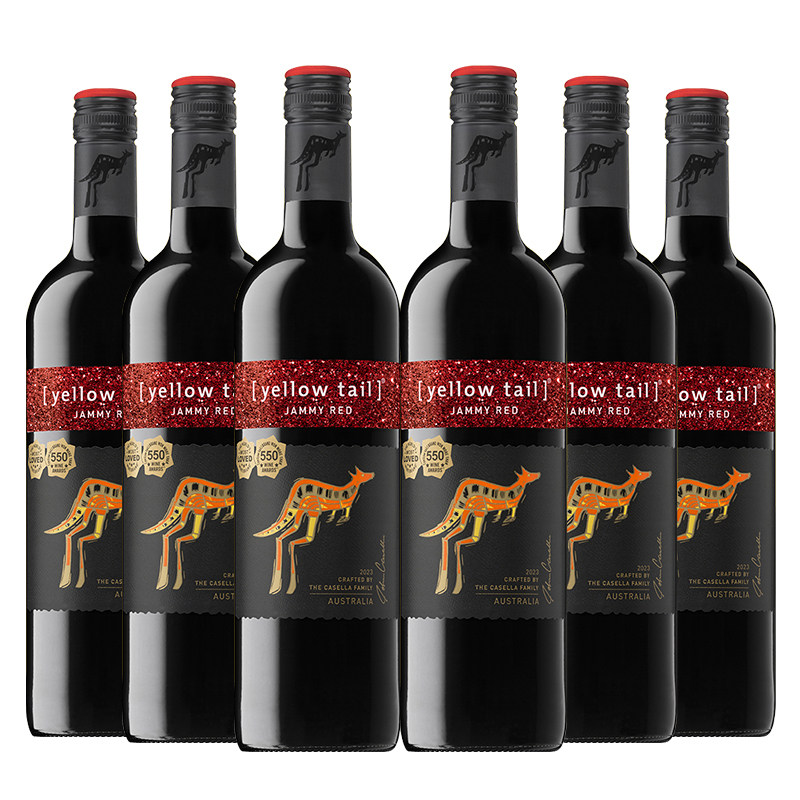 澳洲原瓶进口yellow tail黄尾袋鼠馥郁红干红葡萄酒整箱750ml*6
