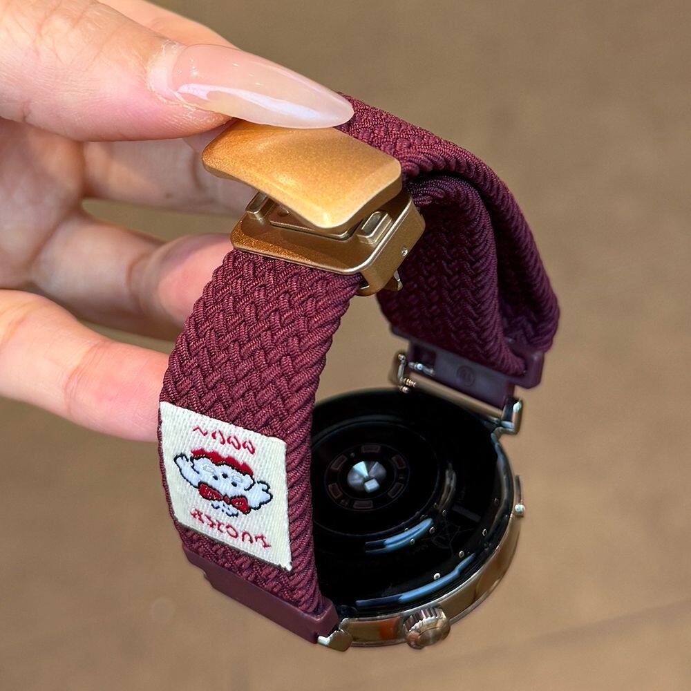 卷毛狗适用红米6/5/4表带小米8Pro编织磁吸小米手环9pro/8pro酒红