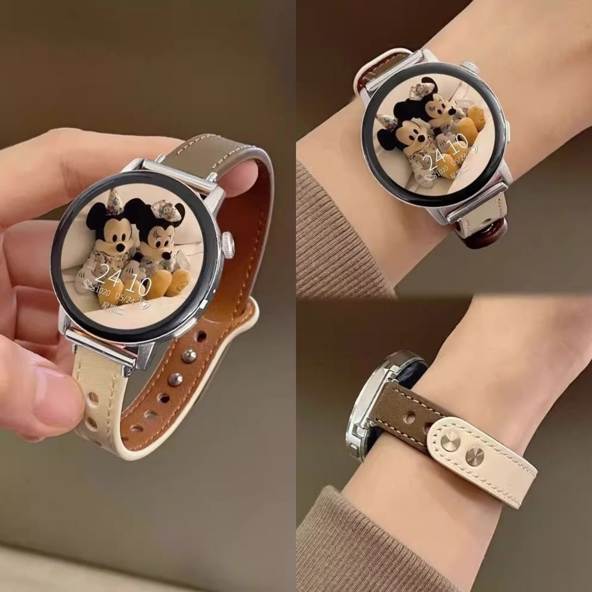 适用iQOOwatch5/3表带VIVOwatch5/3/2/1小蛮腰皮质双钉扣女生表带