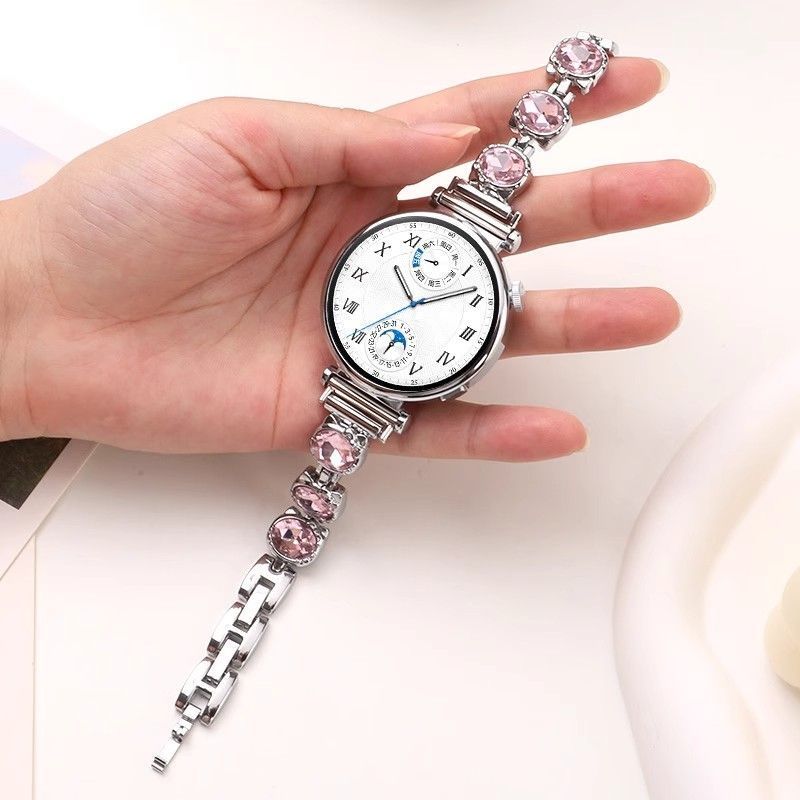 凯蒂猫水晶闪钻金属适用华华为watch5表带41mm可调节gt5/4夏46mm