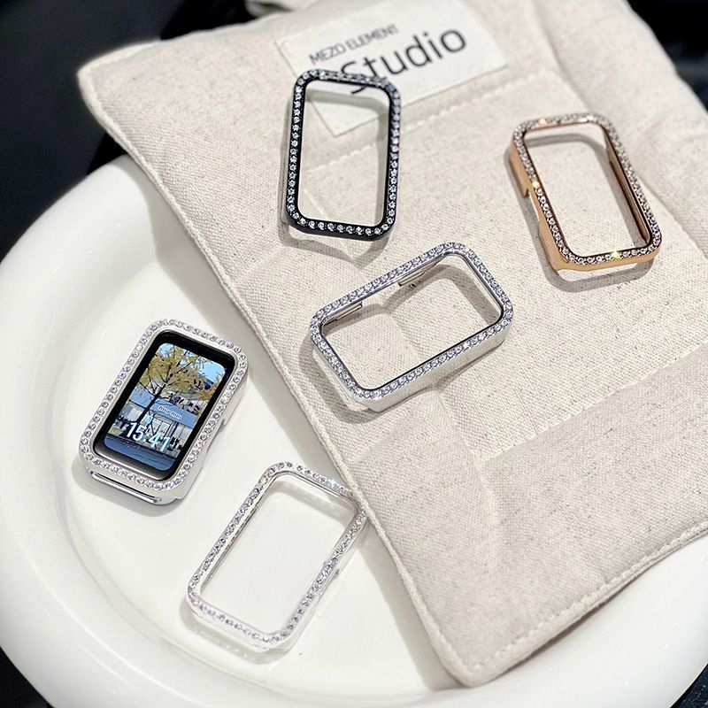 ins风适用华为手环10/9/8镶钻壳镂空保护套防摔女款闪钻高级10nfc