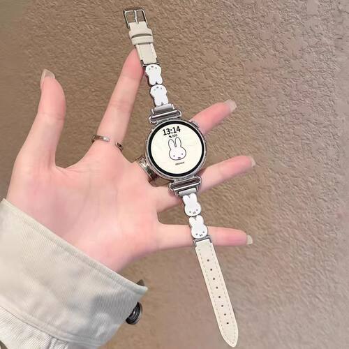 适用华为gt6/5手表带ins可爱款米菲兔拼皮小米s4腕带watch4表带
