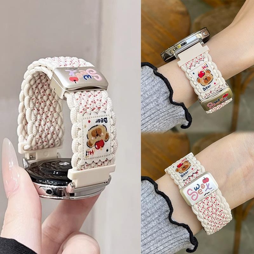 适用华为runner2表带5Pro编织watch6Pro磁吸GT2苹果小熊gt6新腕带