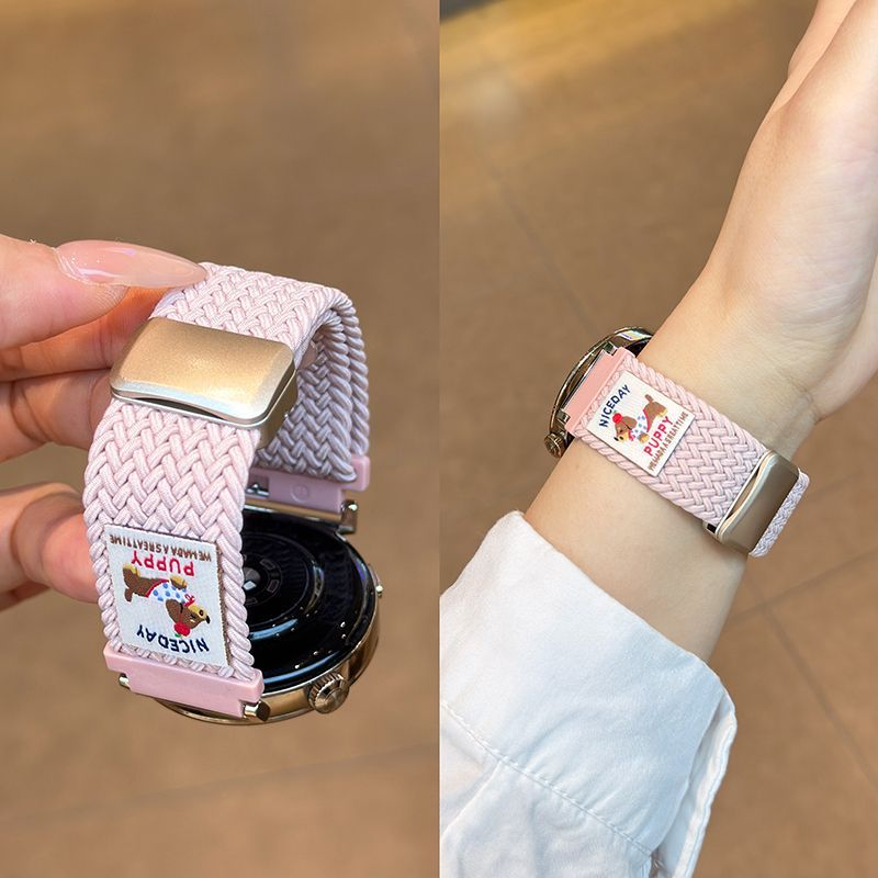 适用vivoWatch5表带iqoowatch3编织磁吸扣VIVO GT2运动表带卡通狗