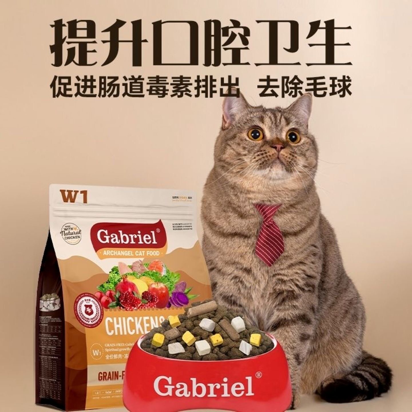 加百利Gabriel全价鲜肉猫全期W1鸡肉鳕鱼冻干灵性成长系列2.5kg