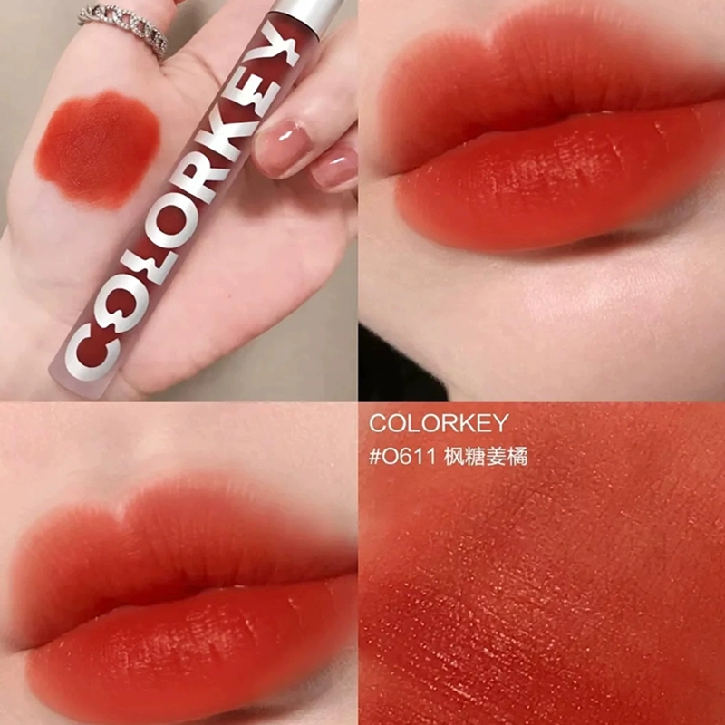 colorkey珂拉琪丝绒哑光唇釉0611胡萝卜橘红色显白平价学生女正品