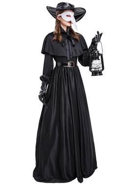 万圣节成人中世纪蒸汽朋克风欧美瘟疫医生服装鸟嘴乌鸦长嘴面具服