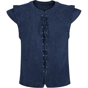 亚马逊维京海盗扮演麂皮T恤万圣节文艺复兴鹿皮绒背心马甲cosplay