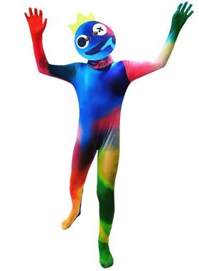 万圣节彩虹朋友ROBLOX游戏cos衣服彩色小怪物服装蓝色彩色连体衣