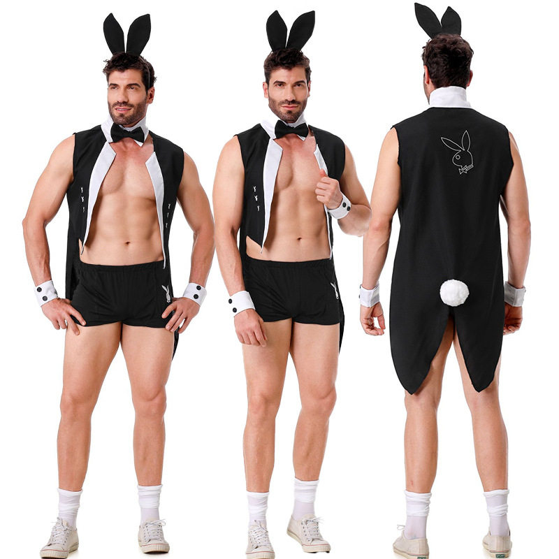 万圣节性感兔子cos成人男士夜店酒吧制服酒吧演出服男佣套装