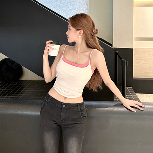 带胸垫 LilyRose「魔法背心」粉色修身 吊带裙 长款 吊带背心女