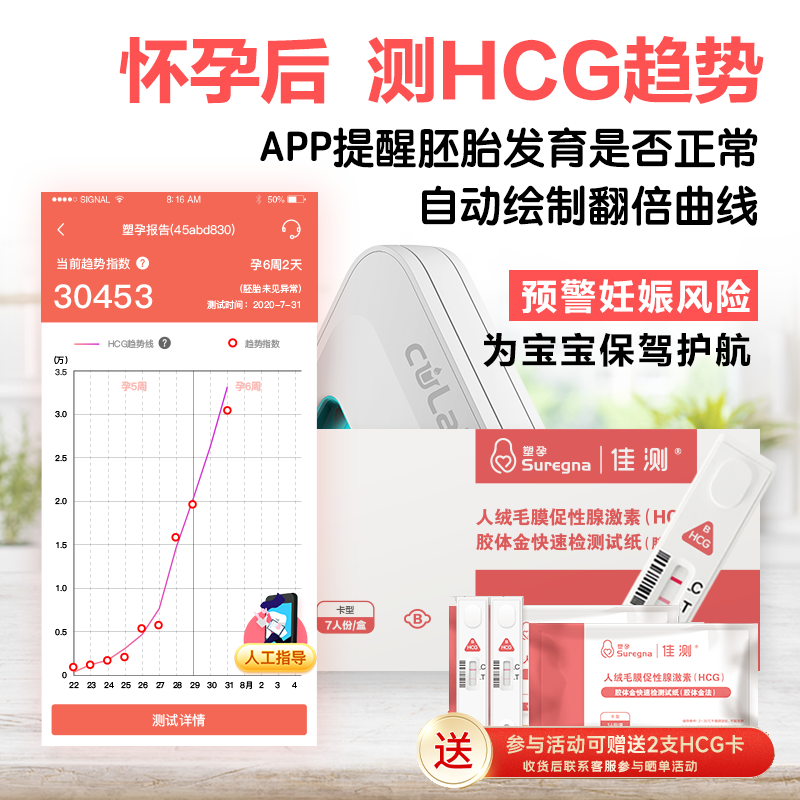 佳测HCG翻倍试纸检测仪高精度hcg翻倍测试仪宫外孕测试纸尿液无创,计生用品,验孕棒/验孕仪器/验孕试纸,淘宝优惠券,粉丝福利购,淘宝优惠卷