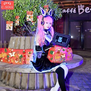 王者荣耀COS服安琪拉心灵骇客COSPLAY服装耳机假发女全套连衣裙