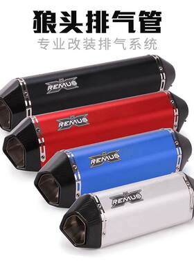 摩托车改装大排量07黄龙600NINJA400 GSX250通用跑车狼头排气管