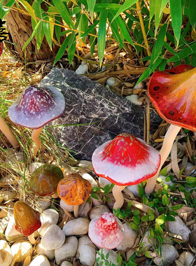 蘑菇花插地插庭院子美式出口外贸养花阳台户外花园高温防水彩绘大