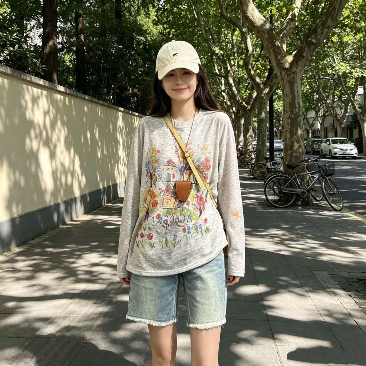 经典蓝色弹力直筒毛边牛仔五分裤女2025夏季薄款高腰宽松显瘦短裤