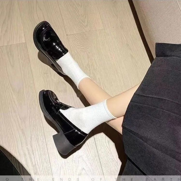 玛丽珍鞋女春秋软皮百搭单鞋粗跟防滑学院风JK制服复古英伦单鞋图片