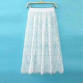 长裙百搭裙子 网纱一层透视打底纱裙中长款 四季 单层蕾丝半身裙新款