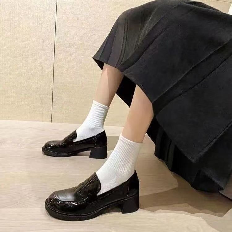 玛丽珍鞋女春秋软皮百搭单鞋粗跟防滑学院风JK制服复古英伦单鞋图片