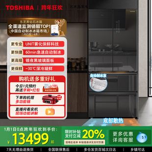 东芝黑钻石559零嵌入式 双开门镜面家用制冰电冰箱以旧换新 法式
