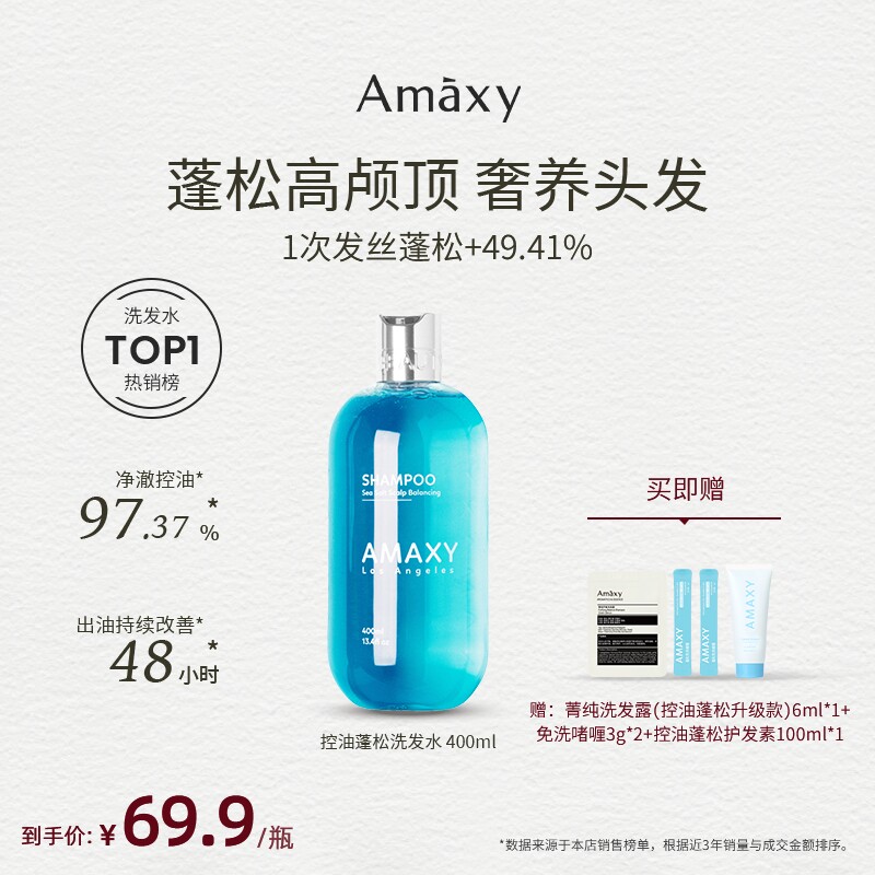 AMAXY控油蓬松高颅顶洗发水蓬松神器无硅油头皮去油洗发水