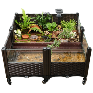 乌龟缸带爬台造景生态缸超大家用养黄缘龟专用饲养箱半水龟养殖箱